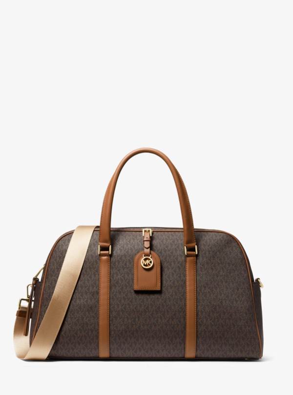 Damske Cestovné Tašky Michael Kors Heritage Extra-Large Logo Weekender Čokoláda Žlté - Kabelky Michael Kors Outlet | QJPUH-7051
